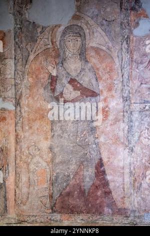 Große Wandmalerei aus dem 14. Jahrhundert, Legende der Heiligen Maria Magdalena, Kloster San Juan und San Pablo, Peñafiel, Valladolid Museum, Spanien Stockfoto