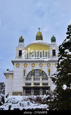 Kirche am Steinhof in Wien, Österreich, Detail, Winterzeit Stockfoto