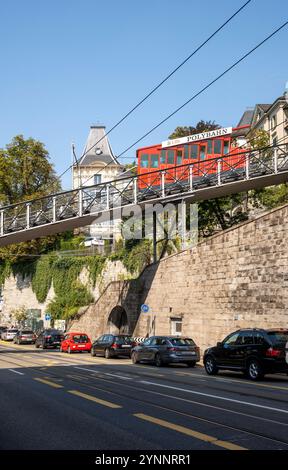 Die Polybahn-Schrägbahn in Zürich, Schweiz Stockfoto