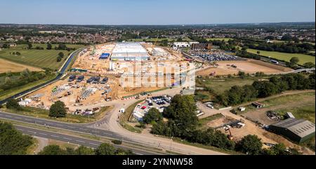 Panoramaansicht des neuen Google-Rechenzentrums im Bau (24. August), Waltham Cross, Großbritannien Stockfoto