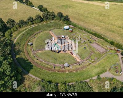 Luftaufnahme des römischen Theaters (Amphitheater) von Verulamium, St. Albans, Großbritannien Stockfoto