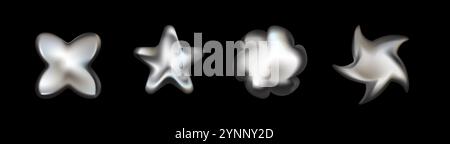 Chrom-Stars mit einem lebendigen, futuristischen Look. Stock Vektor