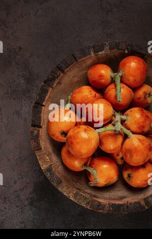 Frisches Obst, Mischling, Loquat, Shesek, lokva, Georgia, Asien Stockfoto