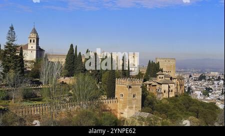 Alhambra, Blick vom Generalife, Granada, Andalusien Stockfoto