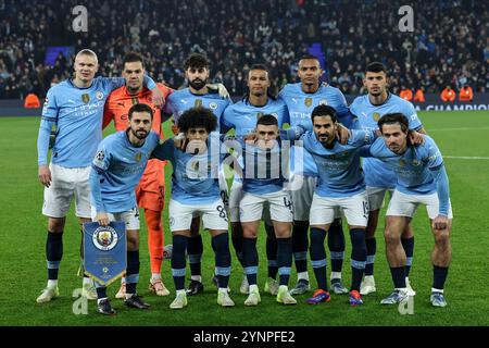 Manchester, Großbritannien. November 2024. Foto des Teams Manchester City während des UEFA Champions League-Spiels Manchester City gegen Feyenoord im Etihad Stadium, Manchester, Großbritannien, 26. November 2024 (Foto: Mark Cosgrove/News Images) in Manchester, Großbritannien am 26. November 2024. (Foto: Mark Cosgrove/News Images/SIPA USA) Credit: SIPA USA/Alamy Live News Stockfoto