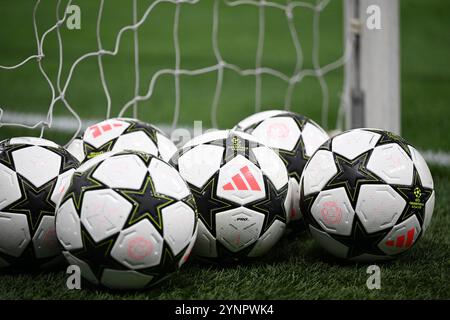 Spielball während des Spiels der UEFA Champions League Phase MD5 zwischen Inter FC Internazionale und RB Leipzig am 26. November 2024 im Stadion Giuseppe Meazza San Siro Siro in Mailand Stockfoto