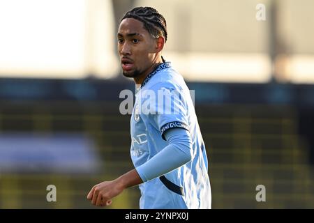 Manchester, Großbritannien. November 2024. Kaden Braithwaite aus Manchester City während des Spiels der UEFA Youth League im Academy Stadium in Manchester. Der Bildnachweis sollte lauten: Cody Froggatt/Sportimage Credit: Sportimage Ltd/Alamy Live News Stockfoto