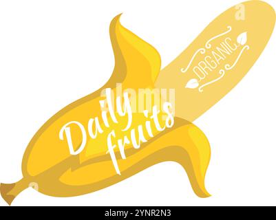 Daily Fruits Logo. Bananenetikett mit Silhouette Stock Vektor