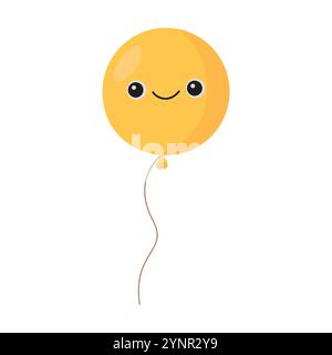 Niedlicher gelber Ballon mit lächelndem Gesicht Stock Vektor