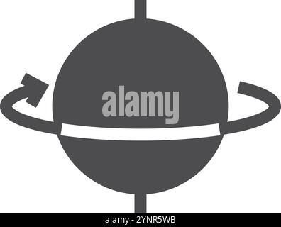 Rotierendes schwarzes Symbol. Drehimpuls. Physik-Symbol auf weißem Hintergrund isoliert Stock Vektor