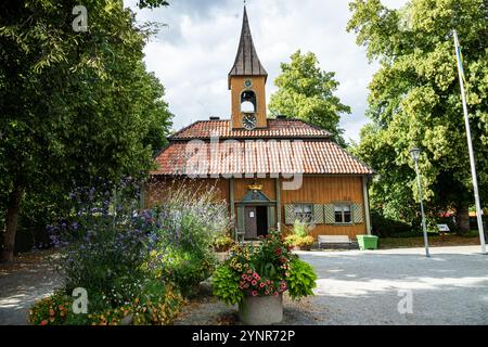 Sigtuna, Schweden - 12.08.2024 - Sigtuna Radhus, Sigtuna Rathaus, kleinstes Rathaus in Schweden, älteste schwedische Stadt Stockfoto