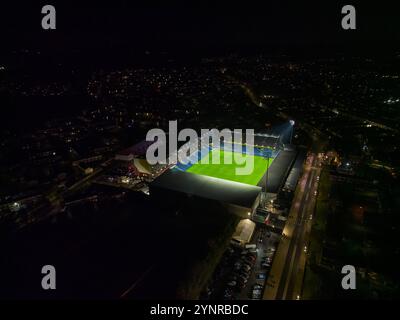 A General Air View of Turf Moor, Home of Burnley, After the Sky Bet Championship Match Burnley vs Coventry City at Turf Moor, Burnley, United Kingdom, 26. November 2024 (Foto: Craig Thomas/News Images) in, am 26.11.2024. (Foto: Craig Thomas/News Images/SIPA USA) Credit: SIPA USA/Alamy Live News Stockfoto