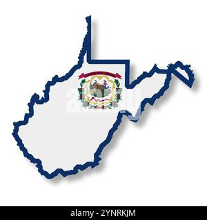 Flaggenkarte des Bundesstaats West Virginia Stockfoto