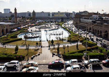 Shar Park, Brunnen und Gärten, von Erbil Zitadelle (Qalat, Hawler), Hauptstadt von Kurdistan, Erbil, Irak, Naher Osten, Asien Stockfoto