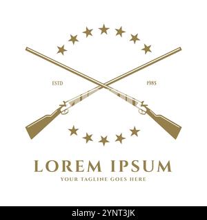 Gekreuzte Gewehre mit Stars Retro Vintage Style für Logos im Military-Stil und Schießclubs Stock Vektor