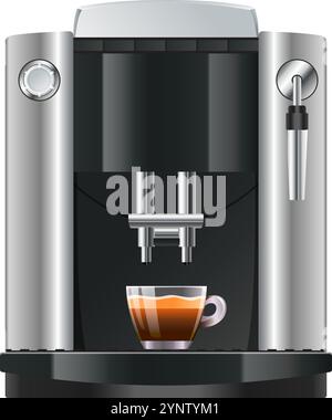 Kaffeemaschine Cartoon Küchenausstattung. Espressomaschine Stock Vektor