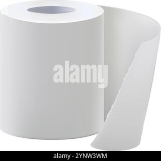 Eine Rolle weißes Toilettenpapier ist abgebildet, wobei die Rolle nicht aufgerollt ist Stock Vektor