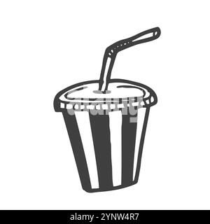 Doodle Plastikbecher mit Stroh. Vektorgrafik Stock Vektor