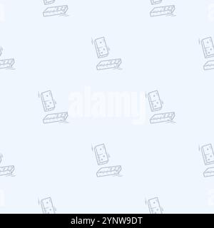 Einfaches Schwarz-weiß-Muster mit Dominosteinen. Hand gezeichneter Vektor-Hintergrund in Bezug auf Feiertage, Freizeit und Wochenenden Stock Vektor