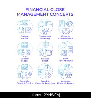 Financial Close Management – blaue Gradientenkonzepte Stock Vektor