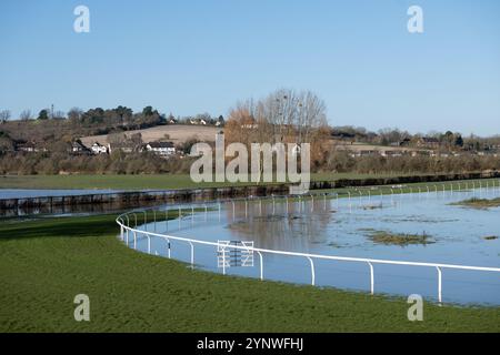 Stratford Racecourse während der Winterfluten, Warwickshire, England, Großbritannien Stockfoto