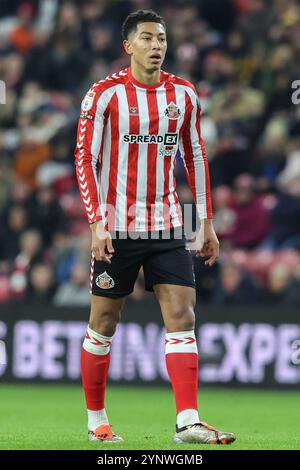 Sunderland, Großbritannien. November 2024. Jobe Bellingham aus Sunderland während des Sky Bet Championship Matches Sunderland gegen West Bromwich Albion im Stadion of Light, Sunderland, Vereinigtes Königreich, 26. November 2024 (Foto: Alfie Cosgrove/News Images) in Sunderland, Vereinigtes Königreich am 27. November 2024. (Foto: Alfie Cosgrove/News Images/SIPA USA) Credit: SIPA USA/Alamy Live News Stockfoto