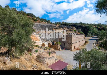 Nysa Ancient City in Sultanhisar, Türkei. Nysa am Maeander im antiken Lydia war zunächst eine griechische und später eine römische Stadt. Stockfoto