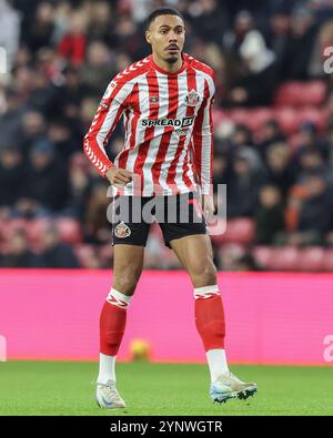 Sunderland, Großbritannien. November 2024. Wilson Isidor von Sunderland während des Sky Bet Championship Matches Sunderland gegen West Bromwich Albion im Stadium of Light, Sunderland, Vereinigtes Königreich, 26. November 2024 (Foto: Alfie Cosgrove/News Images) in Sunderland, Vereinigtes Königreich am 27. November 2024. (Foto: Alfie Cosgrove/News Images/SIPA USA) Credit: SIPA USA/Alamy Live News Stockfoto