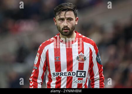 Sunderland, Großbritannien. November 2024. Patrick Roberts aus Sunderland während des Sky Bet Championship Matches Sunderland gegen West Bromwich Albion im Stadium of Light, Sunderland, Großbritannien, 26. November 2024 (Foto: Alfie Cosgrove/News Images) in Sunderland, Großbritannien am 27.11.2024. (Foto: Alfie Cosgrove/News Images/SIPA USA) Credit: SIPA USA/Alamy Live News Stockfoto