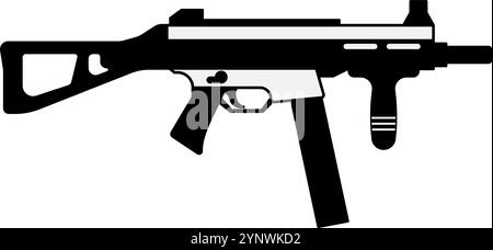 Eine schwarz-weiße Waffe mit einem weißen Streifen. Die Waffe ist eine Waffe und kein Spielzeug Stock Vektor