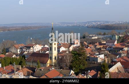 Blick auf Belgrad und Donau Stockfoto