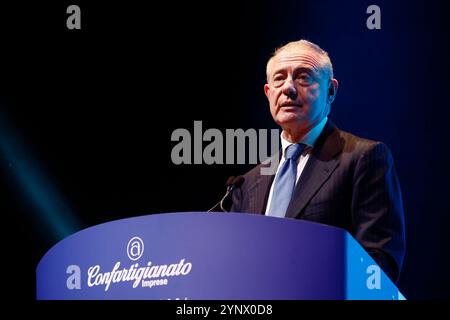 Roma, Italien. November 2024. IL Ministro dellÕImpresa e del Made in Italy Adolfo Urso partecipa Assemblea Confartigianato 2024 Ñ Roma, Italia - Mercoled“, 27. November 2024 (Foto Cecilia Fabiano/LaPresse) die Ministerin für Unternehmen und Made in Italy Adolfo Urso nimmt an der Confartigianato-Nationalversammlung 2024 Ñ Rom, Italien Teil - Mittwoch, 27. November 2024 (Foto Cecilia Fabiano/LaPresse) Credit: LaPresse/Alamy Live News Stockfoto