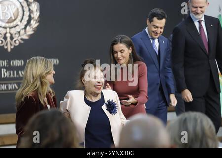 Sevilla, Spanien. November 2024. Spanien König Felipe VI. Und Königin Letizia bei der Verleihung der Goldmedaillen für den Verdienst der Schönen Künste in Sevilla am Mittwoch, 27. November 2024. Quelle: CORDON PRESS/Alamy Live News Stockfoto