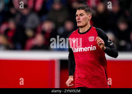 LEVERKUSEN, DEUTSCHLAND - 26. NOVEMBER: Patrik Schick von Bayer 04 Leverkusen sieht beim Spiel der UEFA Champions League 2024/25 Phase MD5 zwischen Bayer 04 Leverkusen und dem FC Salzburg am 26. November 2024 in Leverkusen an. (Foto: Rene Nijhuis/MB Media) Stockfoto