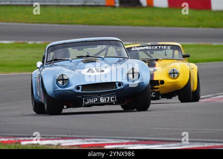 Mike Whitaker SNR, TVR Griffith, Ein 30-minütiges Rennen mit zwei unterschiedlichen Kategorien. Der HRDC Dunlop Allstars für Sport, GT und Touring vor 1966 Stockfoto