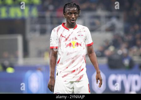 Mailand, Italie. November 2024. Amadou HAIDARA von RB Leipzig während des Fußballspiels UEFA Champions League, League Phase MD5 zwischen FC Internazionale und RB Leipzig am 26. November 2024 im Giuseppe-Meazza-Stadion in Mailand, Italien - Foto Matthieu Mirville (F Bertani)/DPPI Credit: DPPI Media/Alamy Live News Stockfoto