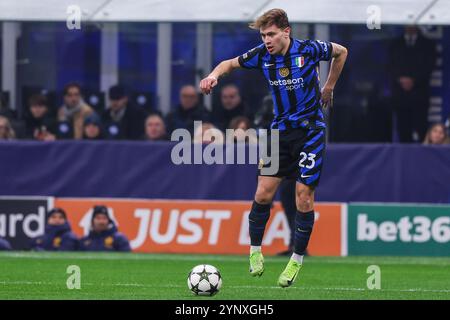 Mailand, Italien. November 2024. Nicolo Barella vom FC Internazionale in Aktion während der UEFA Champions League 2024/25 - Fußballspiel vom FC Internazionale gegen RB Leipzig im San Siro Stadium Credit: dpa/Alamy Live News Stockfoto