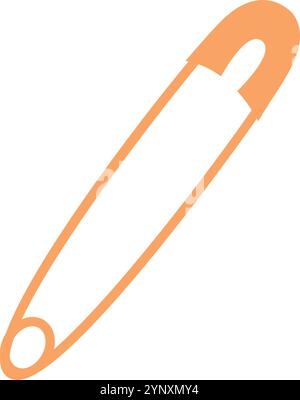 Eine gelbe Sicherheitsnadel ist auf weißem Hintergrund abgebildet Stock Vektor
