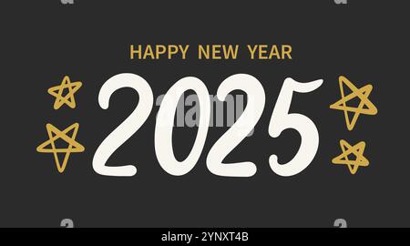 Neujahr 2025 Handschrift Banner Vektornummern Stock Vektor