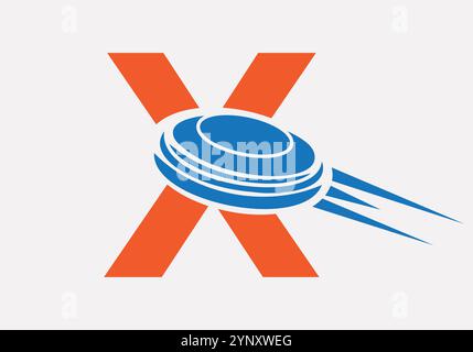 Initial Letter X Hockey Puck Logo Vektor Vorlage Stock Vektor
