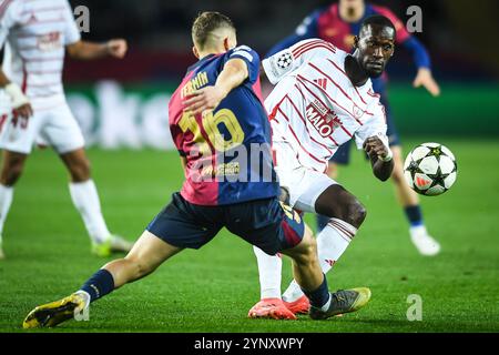 Barcelona, Espagne. November 2024. Abdallah SIMA von Brest während des Fußballspiels der UEFA Champions League, League Phase MD5 zwischen dem FC Barcelona und Stade Brestois 29 (Brest) am 26. November 2024 bei Estadi Olimpic Lluis Companys in Barcelona, Spanien - Foto Matthieu Mirville (S Ros)/DPPI Credit: DPPI Media/Alamy Live News Stockfoto