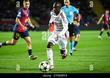 Barcelona, Espagne. November 2024. Kamory DOUMBIA of Brest während des Fußballspiels der UEFA Champions League, League Phase MD5 zwischen dem FC Barcelona und Stade Brestois 29 (Brest) am 26. November 2024 bei Estadi Olimpic Lluis Companys in Barcelona, Spanien - Foto Matthieu Mirville (S Ros)/DPPI Credit: DPPI Media/Alamy Live News Stockfoto