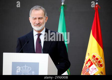 Sevilla, Andalusien, Spanien. November 2024. König Felipe VI. Von Spanien nimmt am 27. November 2024 in Sevilla, Spanien bei der Verleihung der Gold Medals of Merit in Fine Arts 2023 im Kulturzentrum „˜Real Fabrica de Artilleria“ Teil (Foto: © Jack Abuin/ZUMA Press Wire). Nicht für kommerzielle ZWECKE! Stockfoto