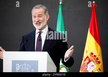 Sevilla, Andalusien, Spanien. November 2024. König Felipe VI. Von Spanien nimmt am 27. November 2024 in Sevilla, Spanien bei der Verleihung der Gold Medals of Merit in Fine Arts 2023 im Kulturzentrum „˜Real Fabrica de Artilleria“ Teil (Foto: © Jack Abuin/ZUMA Press Wire). Nicht für kommerzielle ZWECKE! Stockfoto