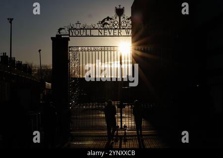 Liverpool, Großbritannien. November 2024. Vor der UEFA Champions League, League Phase MD5 Liverpool gegen Real Madrid in Anfield, Liverpool, Großbritannien, 27. November 2024 (Foto: Mark Cosgrove/News Images) in Liverpool, Vereinigtes Königreich am 27. November 2024. (Foto: Mark Cosgrove/News Images/SIPA USA) Credit: SIPA USA/Alamy Live News Stockfoto