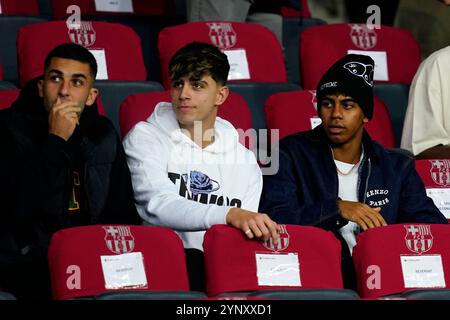 Barcelona, Spanien. November 2024. Lamine Yamal vom FC Barcelona während des Spiels der UEFA Champions League, das am 26. November 2024 im Lluis Companys Stadion in Barcelona ausgetragen wurde. (Foto: Sergio Ruiz/Imago) Credit: PRESSINPHOTO SPORTS AGENCY/Alamy Live News Stockfoto