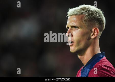 Barcelona, Barcelona, Spanien. November 2024. Dani OLMO aus Barcelona während des Spiels der UEFA Champions League, League Phase MD5 zwischen dem FC Barcelona und Stade Brestois (Brest) bei Estadi Olimpic Lluis Companys am 26. November 2024 in Barcelona. (Kreditbild: © Matthieu Mirville/ZUMA Press Wire) NUR REDAKTIONELLE VERWENDUNG! Nicht für kommerzielle ZWECKE! Stockfoto