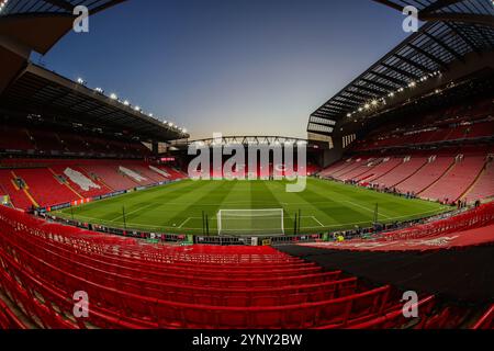 Liverpool, Großbritannien. November 2024. Eine allgemeine Ansicht von Anfield vor der UEFA Champions League, League Phase MD5 Liverpool gegen Real Madrid in Anfield, Liverpool, Vereinigtes Königreich, 27. November 2024 (Foto: Mark Cosgrove/News Images) in Liverpool, Vereinigtes Königreich am 27.11.2024. (Foto: Mark Cosgrove/News Images/SIPA USA) Credit: SIPA USA/Alamy Live News Stockfoto