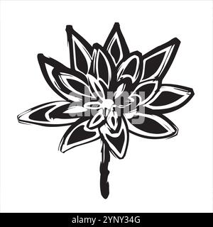 Lotusblume in Schwarz-weiß Hintergrund Vektor Stock Vektor