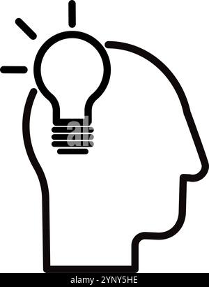 Kopf mit Glühbirne, Idee, Innovation Stock Vektor